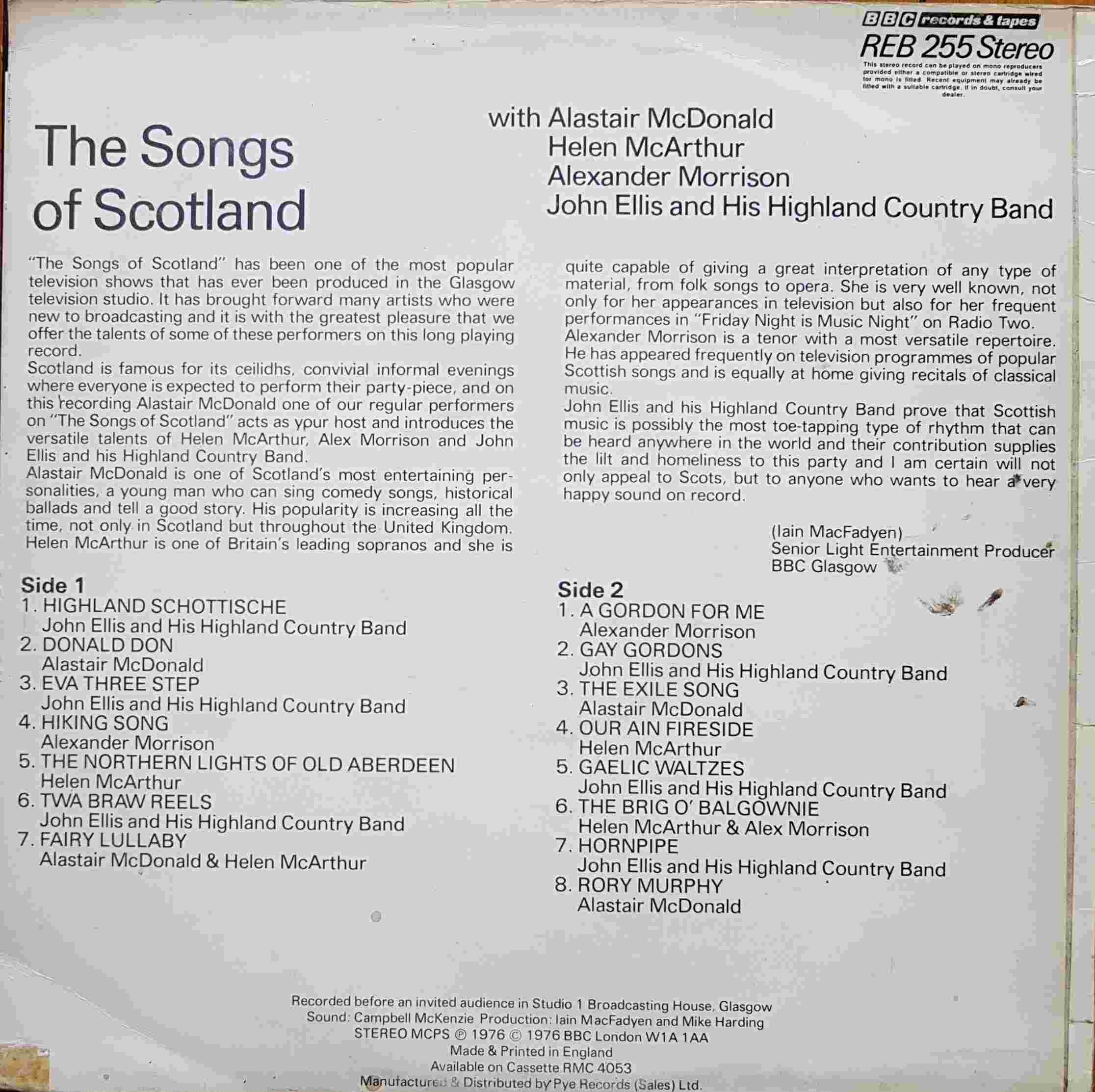 Picture of REB 255 Songs of Scotland by artist Various from the BBC records and Tapes library